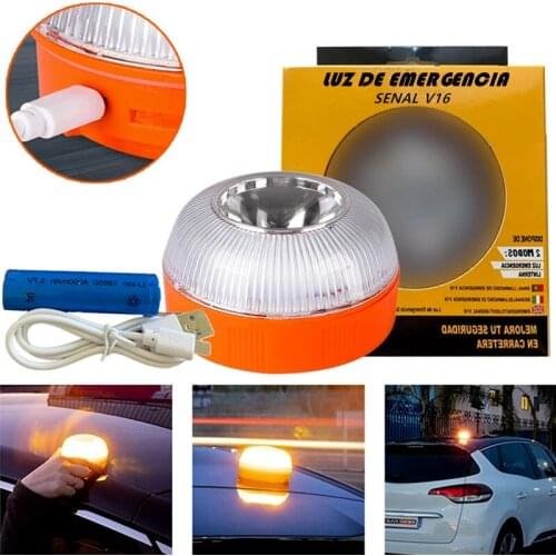 Rechargeable Led Car Emergency Light V16 Flashlight Magnetic Induction Strobe Light Road Accident Lamp Beacon Safety Accessory