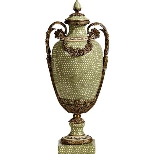 American Style Luxury Home Decoration Villa Soft Decoration Living Room Decorations Ceramic Inlaid Copper Binaural