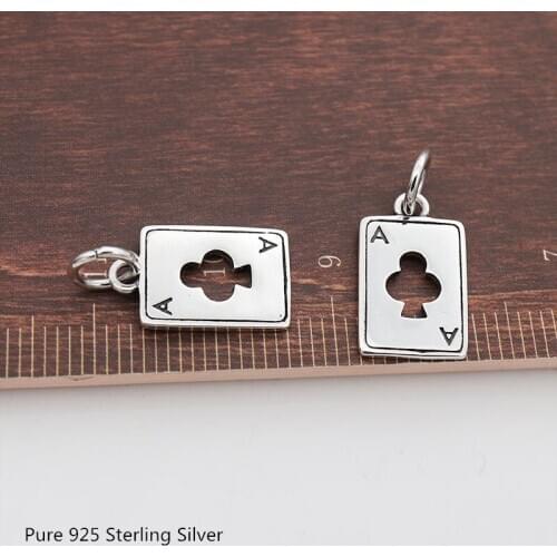 Buyee Real 925 Sterling Silver DIY Jewelry Findings Fashion Poker Pendant Charms Accessories for Women DIY Jewelry Making