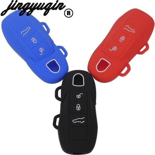 Jingyuqin Silicone 3 Buttons Car Key Case Cover For Porsche Boxster Cayman Macan Panamera Cayenne 911 Car-Styling