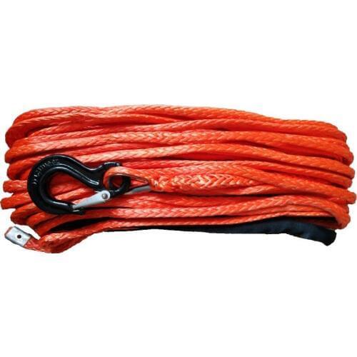 3/8" x 100' 10mm x 30m synthetic winch rope uhmwpe cable with thimble, sheath and hook