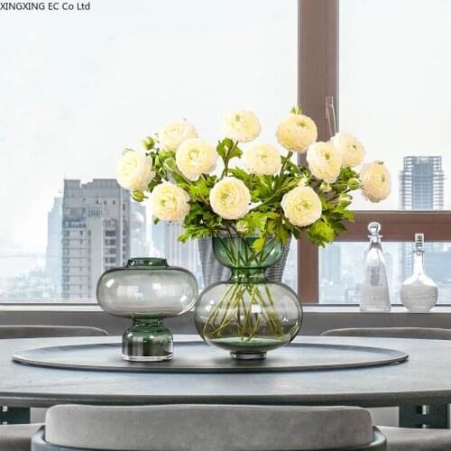Nordic Frosted Gold Rim Glass Bottle Vase Decoration Living Room Flower Arrangement Modern Flower Arrangement Table Decoration
