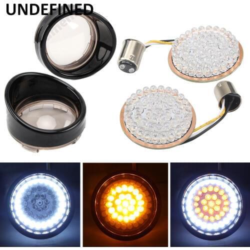 Motorcycle Bullet LED Turn Signal Indicator Light Lamp +Lens Cover For Harley Touring Sportster XL Glide Dyna Softail FLSTF 1157