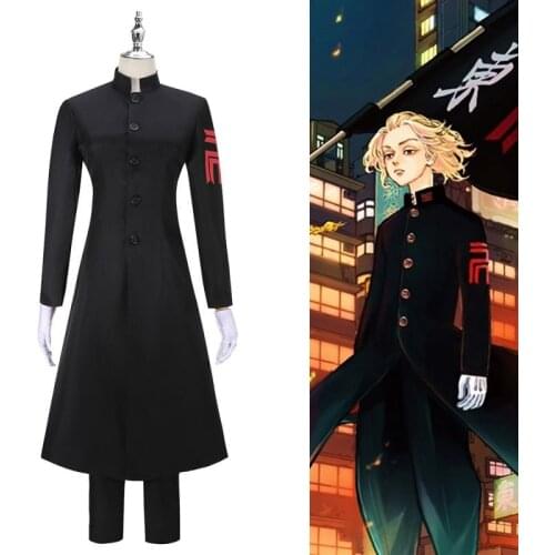 Tokyo Revengers Sano Manjiro Cosplay Costume Anime Tokyo Manji Gang President Cloaks Pants Gloves Wig Full Sets Halloween Party