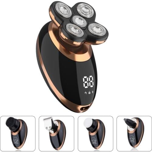 5 In 1 USB Rechargeable Electric Shaver Hair Trimmer For Men Five Floating Heads Nose Ear Hair Trimmer Facial Cleaning Brush