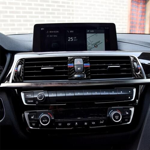 Carbon Fiber Interior Decoration Air Conditioner Vent Outer Frame Trim Cover Sticker for BMW 3 Series F30 F34 2011-2018 3pcs