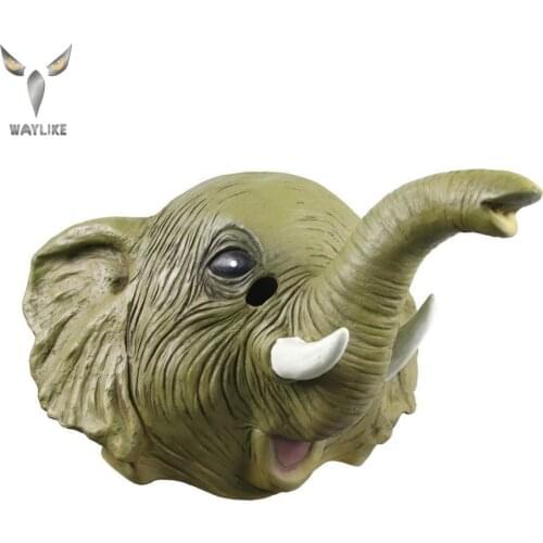 WAYLIKE Halloween African Cute Elephant Mask Animal Full Head Latex Mask For Halloween Stage Props Party Fancy Dress