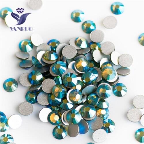 YANRUO 2058NoHF Olivine AB Non Hot Fix Rhinestones Glass Applique Manicure Rhinestones Wedding Decoration