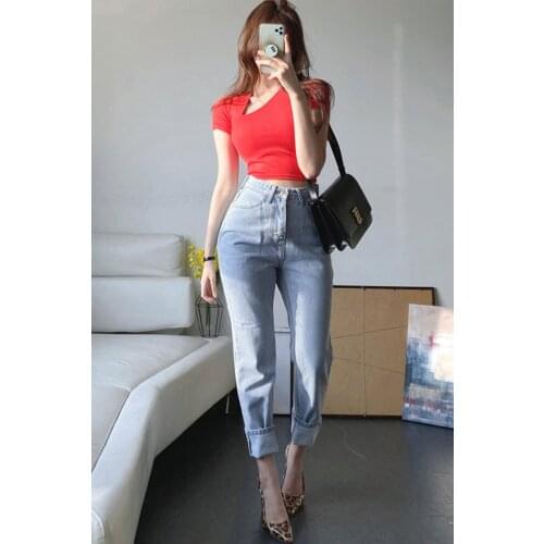 Women Spring Summer T-Shirt Short Sleeve Casual Crop Top Shirt Summer Solid Tee Shirt mujer 2021 New