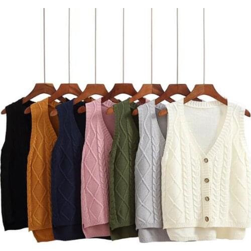 Women Sweater Vest Sweater Cardigan Vest Womens Spring Autumn Loose Sleeveless Knitwear Waistcoat Wool