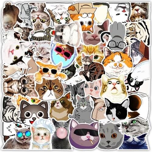10/50PCS50 Cute Cat Animal Kawaii Girl Graffiti Sticker Trolley Case Mobile Phone Water Cup Decoration Skateboard Laptop DIY