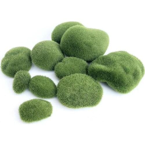10pcs/Pack Artificial Moss Balls for Gardens Grass Plant Foam Rocks Bonsai Decorative Green Moss Crafting