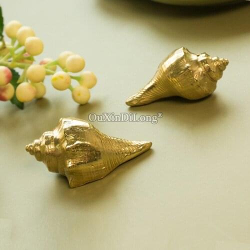 Brand New 2PCS Pure Brass Conch Furniture Handles Drawer Pulls Cupboard Wardrobe Kitchen Shoe TV Cabinet Pulls Handles and Knobs