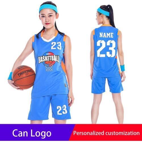 5Coplors Sets Custom LOGO Number College Students Sports Basketball Clothes Lady Training Competition Lady Jerseys Team Uniform