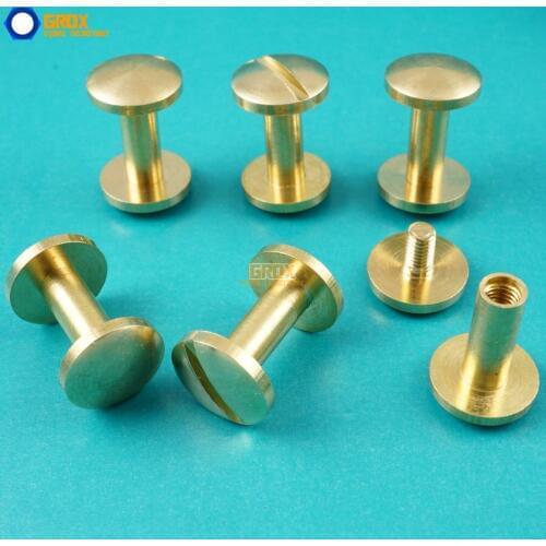 50 Set 10*11mm Solid Brass Rivet Chicago Screw for Leather Craft Belt Wallet / Cambered
