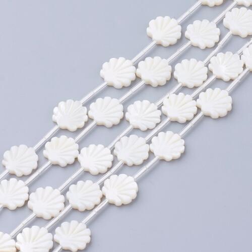 50pcs White Natural Shell Beads Seashell Shell Shaped Bead for Bracelet DIY jewelry making Crafts Decor Ornament 12x12x3mm F70