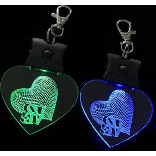 Acrylic Luminous Keychain Triple Color Red Green Blue Dimming Keychain