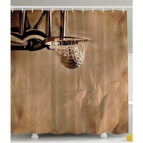 Basketball for Girls and Boys Prime Sports Fan Shower Curtain Men Women Teens College Dorm Decor of Sports Lovers Bathroom Set