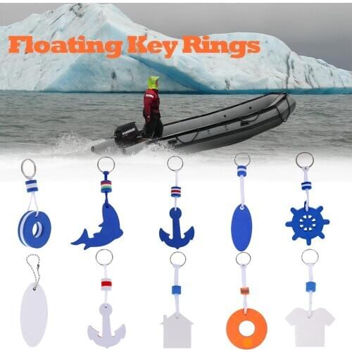 Kayaking Boating Floating Key Ring Sea Fishing Water Sports Floating Keychain Ships Wheel Rudder Solid Compressed Foam Key Ring