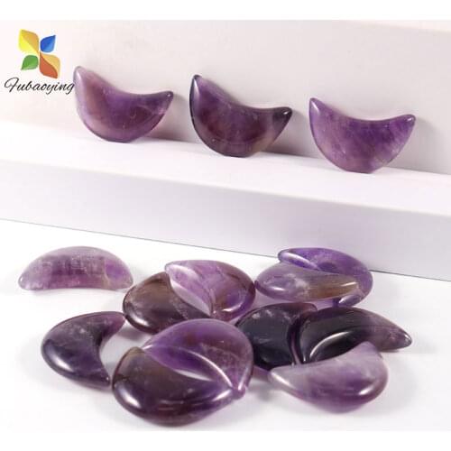 Natural Stone DIY Handmade Women Gift 50pcs 22mm Purple Bead Moon Beads For Making