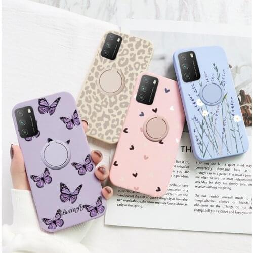 For Xiaomi Poco M3 Case Flowers Magnetic Ring Holder Phone Fundas For Xiaomi PocoM3 XiaomiPocoM3 Silicone Protective Back Cover