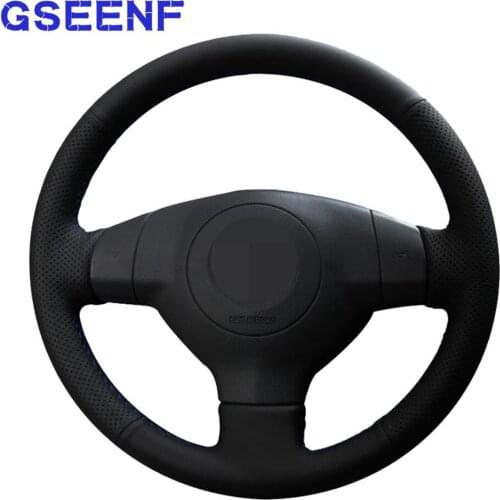 Car Steering Wheel Cover For Suzuki SX4 Alto Old Swift Opel Agila Black Hand-stitched Soft and Comfortable Genuine Leather