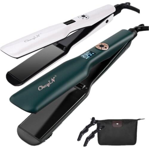 CkeyiN Fast Heating 44Mm Wide Plate Hair Straightener Lcd Display Flat Iron Temperature Control Straightening Iron Hair Care