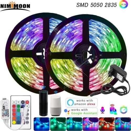 RGB LED Strip 5M 10M 15M Waterproof Led Neon Light 2835 5050 DC12V 30Leds/M Flexible Lighting Ribbon Tape Controller Adapter Set