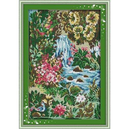 Everlasting Love Stream Chinese Cross Stitch Kits Ecological Cotton Stamped Printed 11CT 14CT DIY New Year Decorations For Home