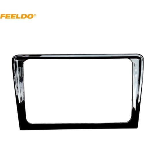 FEELDO Glossy Black Car Refitting Radio Stereo Frame Fascia For Volkswagen Bora 2013-2015 2DIN DVD Dash Panel Frame Installation