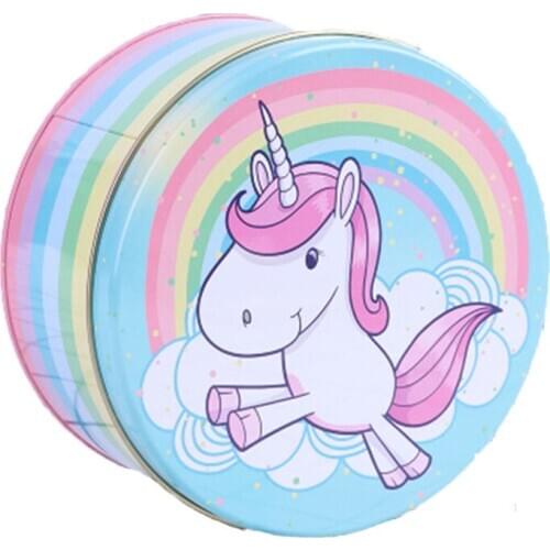Fantasy Mini Cute Cartoon Unicorn 13.5 x 7cm Candy Pill Lipstick Tin Storage Coin Box
