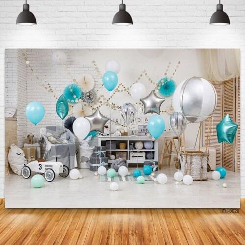 Newborn Baby Shower 1st Birthday Balloon White Brick Wall Photography Backdrops Photo Studio Backgrounds For Portrait Photocall
