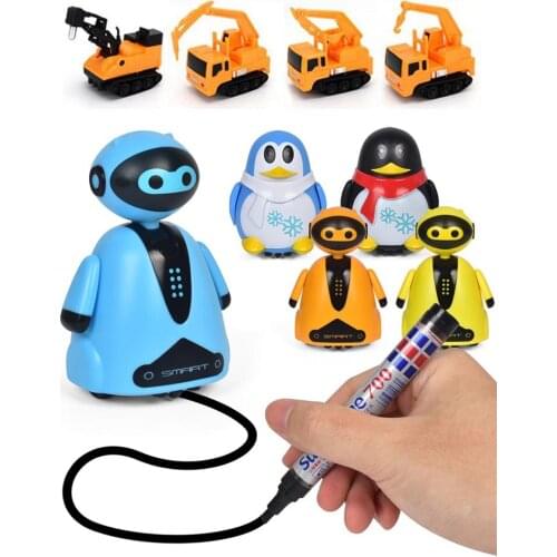 Mini Car Inductive Truck Follow Drawn Black Line Pen Draw Road Rail Tracking Engineering Vehicle Baby Hand Balance Toys for Kids