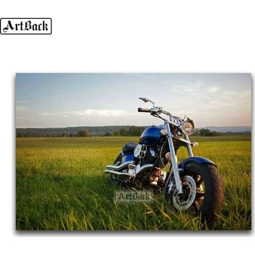 Full square diy 5d diamond painting grassland motorcycle 3D diamond embroidery rhinestone mosaic artwork home decoration