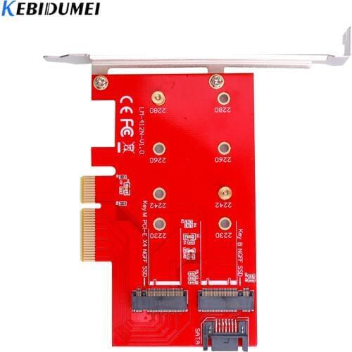 KEBIDUMEI Expansion Card Dual Interface Card M.2 M2 SSD PCI Express 3.0 NGFF TO PCIE Adapter M Key B Key 2230 2242 2260 2280
