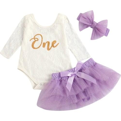 Ma&Baby 9-18M Newborn Infant Baby Girls 1st Birthday Clothes Set One Letter Romper Tutu Skirts Headband Party Clothing