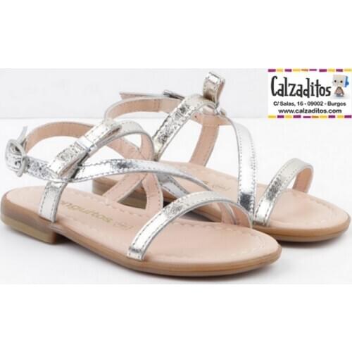 Sandals girl leather napa metallic multi platinum of Coons
