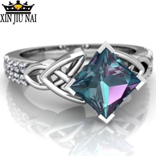 Colorful Rhinestone Charming Lovers' Rings Men Women Silver Color Shining Crystal Jewelry Rings Hot Sale Couple Rings