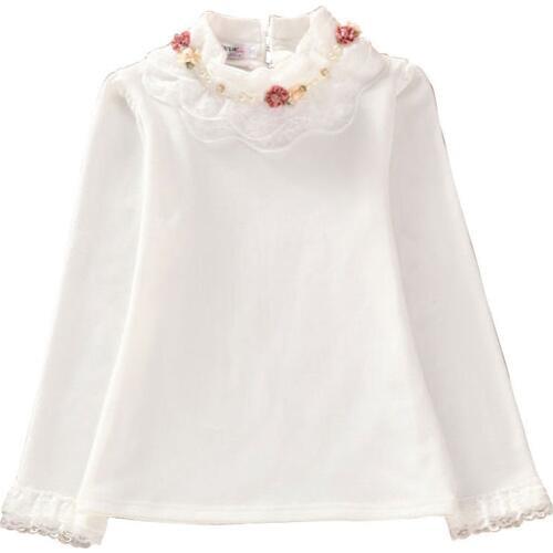 Girls Lace Blouse 2020 Spring Fashion School Kids Long Sleeve Tops Shirts For Toddler Baby Girl 1-12 Year TX050