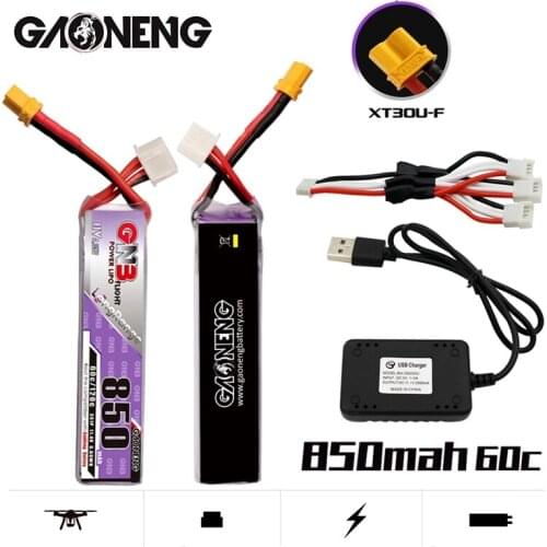 Max 120C GNB 850mAh 3S 11.4V HV Lipo Battery +Charger 60C XT30U-F Plug for FPV Racing Drone 4 Axis UAV Quadcopter RC Drone Parts