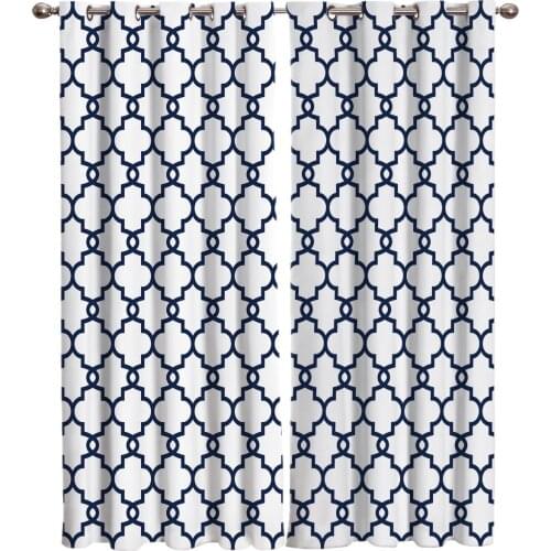 Moroccan White Blue Room Curtains Large Window Curtain Curtains Drapes Decor Kids Curtain Panels With Grommets Party Decor