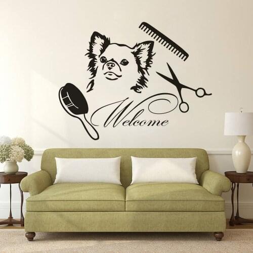 Wall Sticker Pets Shop Pets Grooming Salon Welcome Sign Vinyl Window Decals Pets Dog Care Shop Wall Murals Poster Art