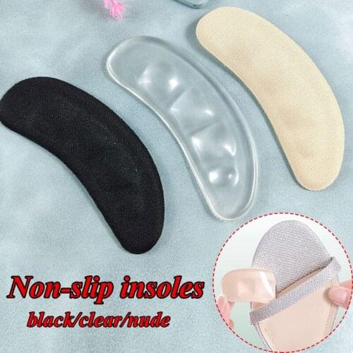1Pair Non-Slip Insoles For Women Sandals Sticker High Heel Shoes Self-Adhesive Patch Cushion Forefoot Care Relief Pain Gel Pad