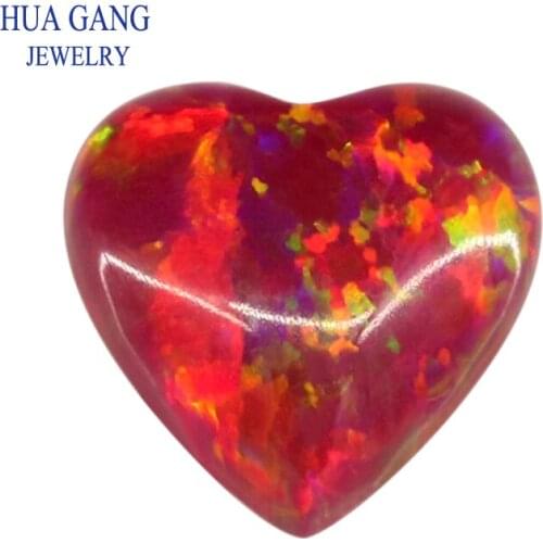 OP45 Heart Shape Opal Loose Stones Round Shape Base Cabochon Created Opal Beads Semi-Precious Stones For Jewelry Making 3mm-15mm