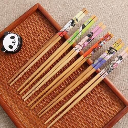 1/2/5 Pairs Handmade Tableware Chopsticks Tool Pack Gift Japanese Maid Chopsticks Natural Sticks Bamboo Set for KitchenHomeHotel