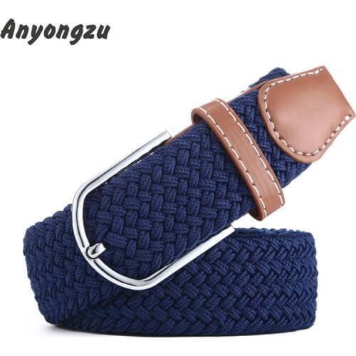 Candy Color Canvas Knitted Elastic Needle Buckle Men Women Waistband Personality Fashionable Breathable No Hole Student Belt