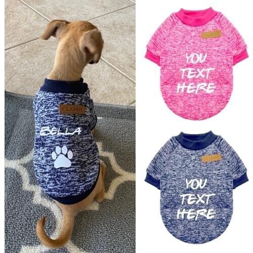 Custom Dog Cat Sweater Pullover Winter Warm French Bulldog Embroidered Dog Clothes Personalized Chihuahua Clothes for Small Dog