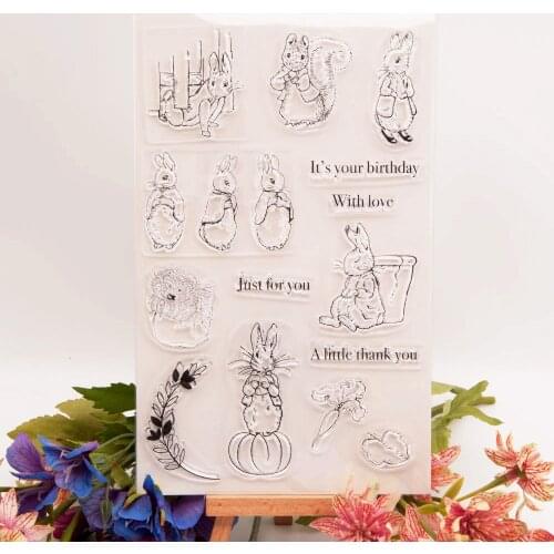 Kawaii Rabbit Transparent Clear Stamps DIY Scrapbooking Card Making Kids Christmas Fun Decoration Supplies