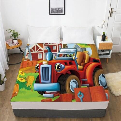 Cartoon Childrens Elastic fitted sheet bed sheet With An Elastic Band 160x200 Mattress Cover Bed cover for kids baby Car red