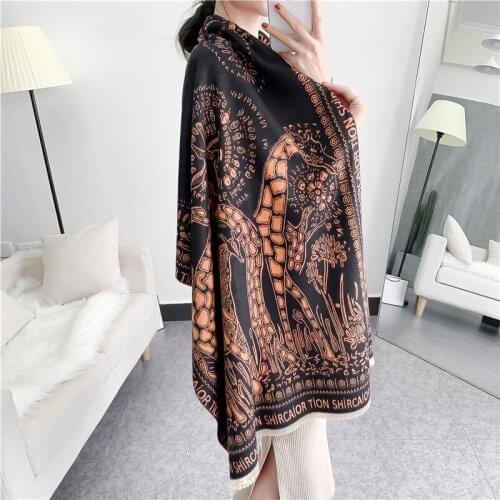 Imitation cashmere scarf women winter giraffe thick tassel scarf fashion warm air conditioning big shawl 190*65cm